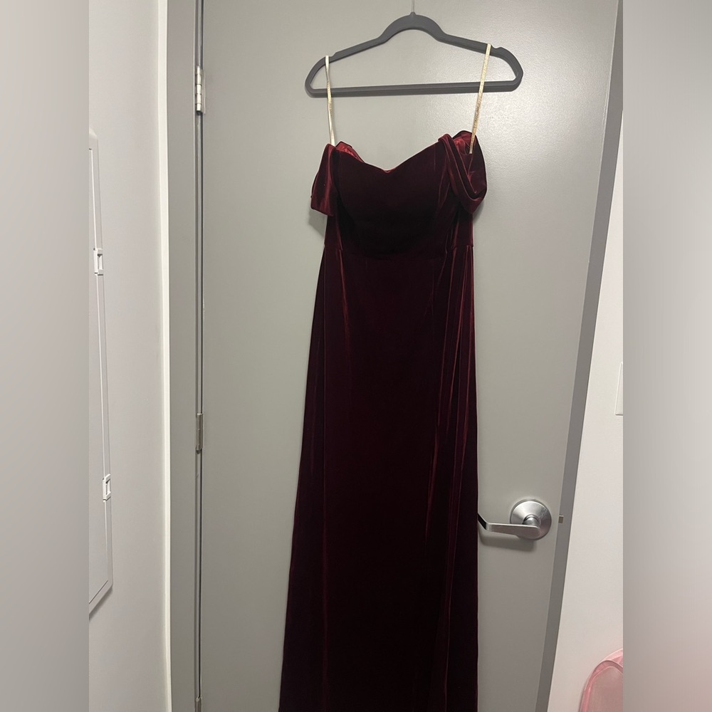 Jenny You Anthropologie Dress Burgundy Velvet Size 12